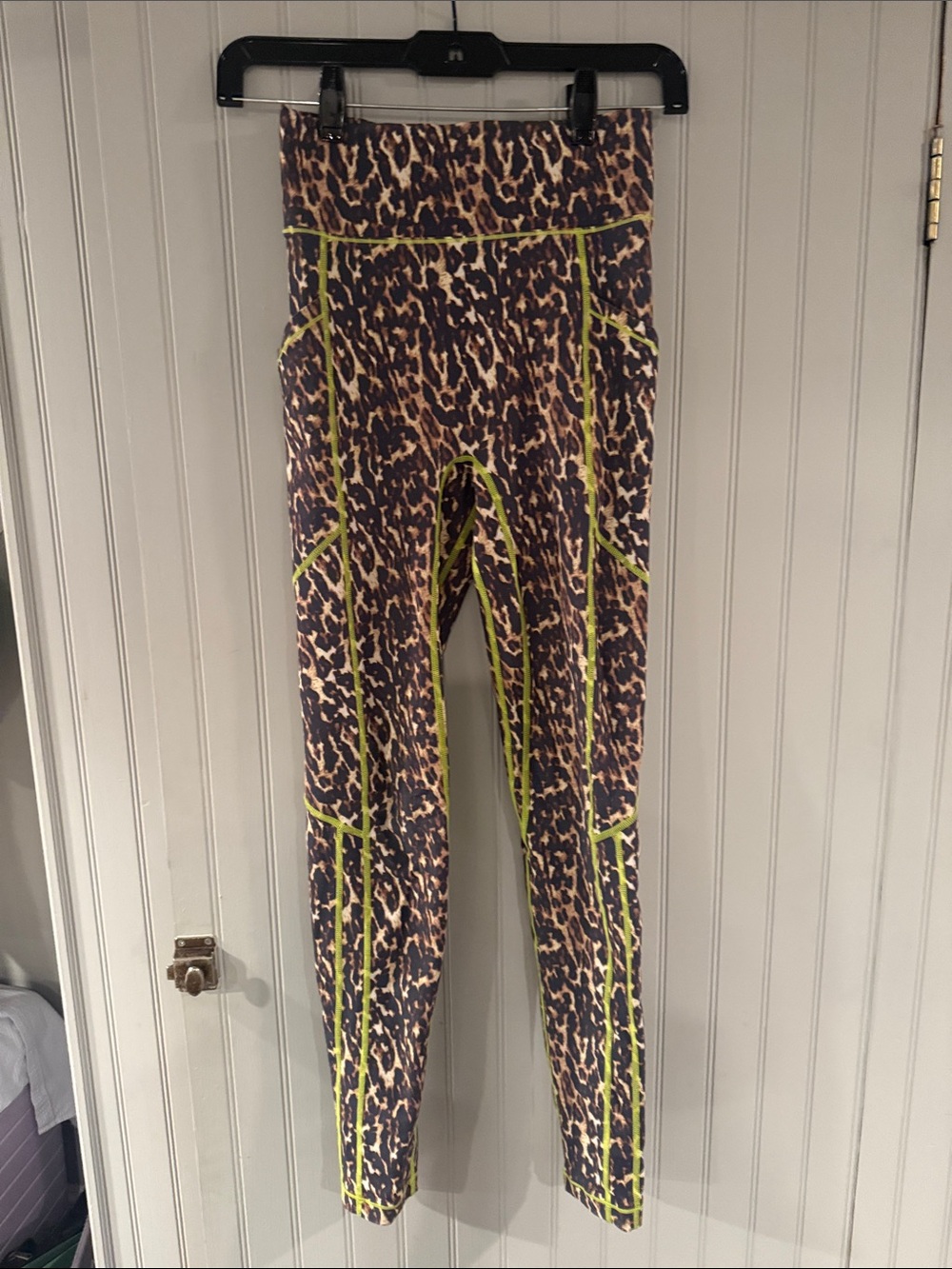 All Access Leopard Print High-Waist Leggings with Neon Trim xs